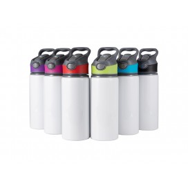 20oz/650ml Sublimation Alu Water Bottle with Color Cap (White) (25/pack)